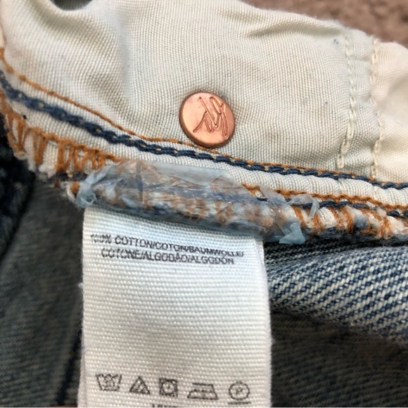 Free People We The Free A Line Distressed Denim Mini Skirt - Picture 12 of 12